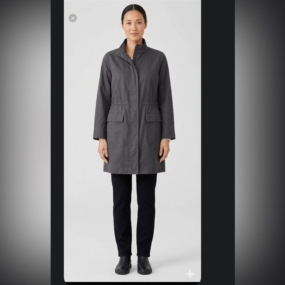 Eileen Fisher Dark Gray Anorak jacket size small.
